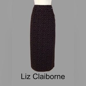NWT Liz Claiborne Wrap‎ Around Pencil Skirt, Multicolor Print Mix, Size 6